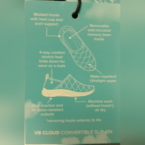 Vera Bradley VB Cloud Convertible Slip-On Shoe Blue Floral Women's 10 - Picture 14 of 14